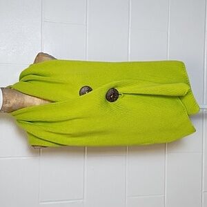 Carrie Allen Chunky Knit Lime Green Cardigan Scarf Shrug Coconut Shell Buttons